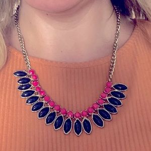 Pink and Navy Statement Necklace